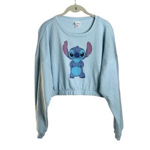 Disney Lilo & Stitch Crop Sweatshirt Women’s Size 2XLXXL Blue Long Sleeves New